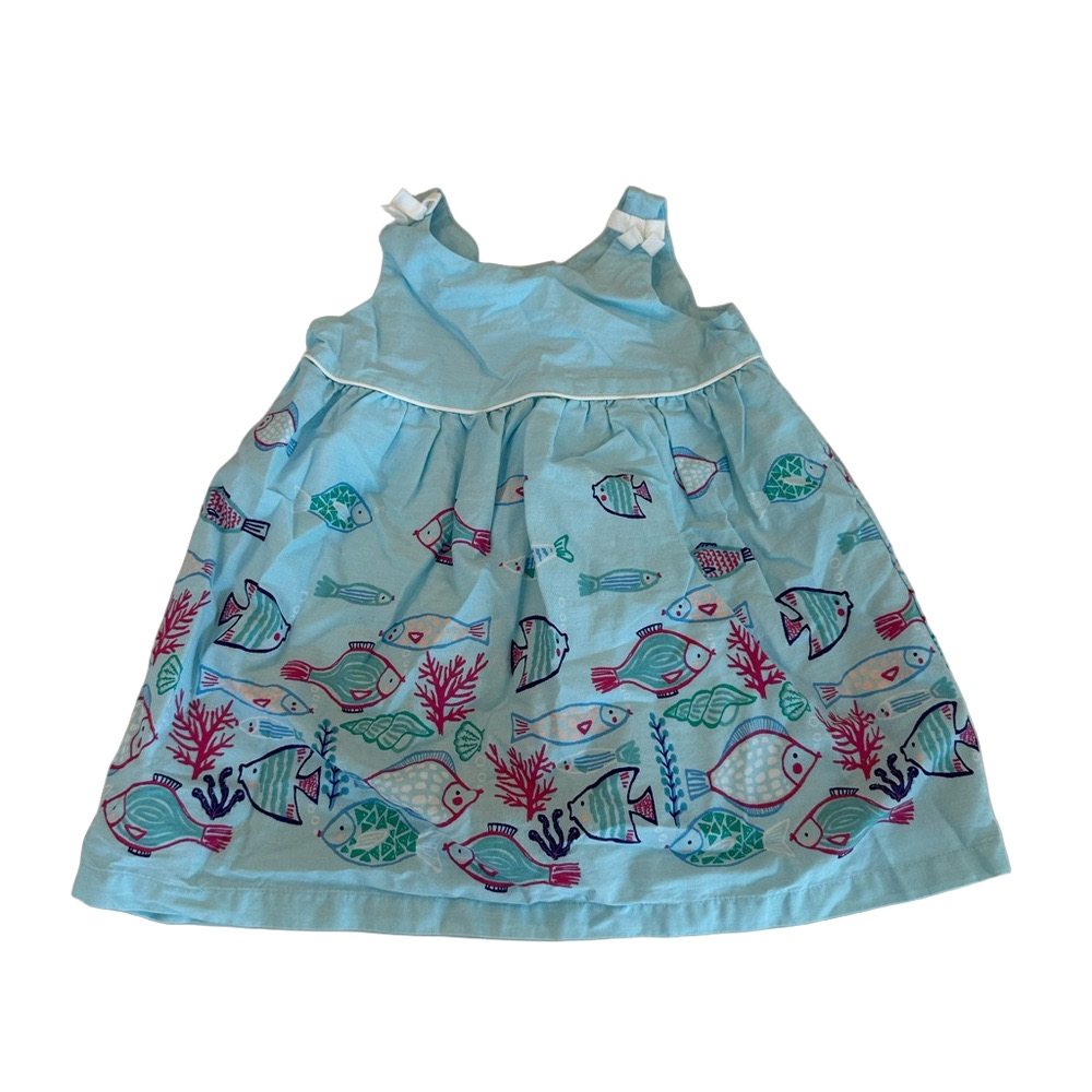 3/24$ Gymboree Baby Blue Ocean Theme Sleeveless Dress size 3-6 months